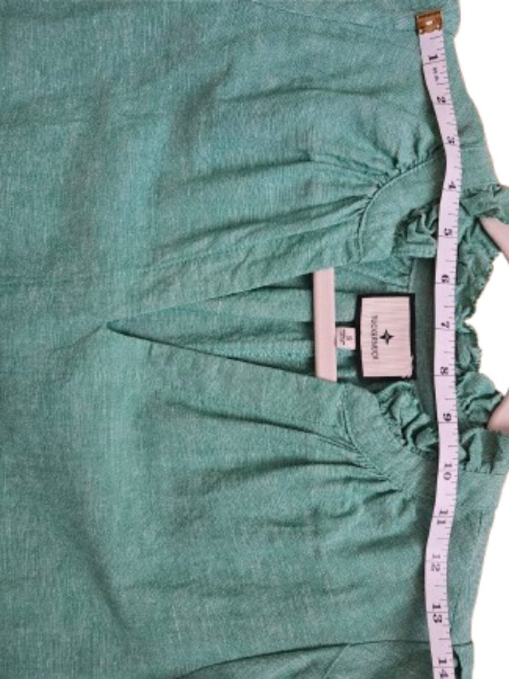 Tuckernuck Sea Green Crawford Mini Dress Linen Blend Ruffle SZ Small - Picture 12 of 12